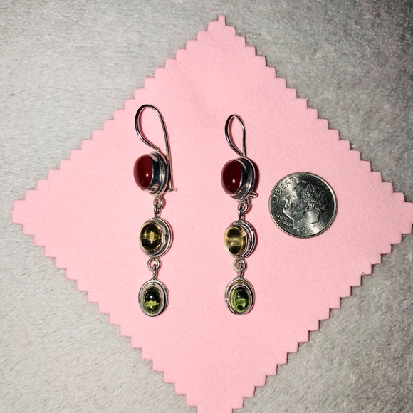 Sterling Silver & Gemstone Earrings - Picture 5 of 5